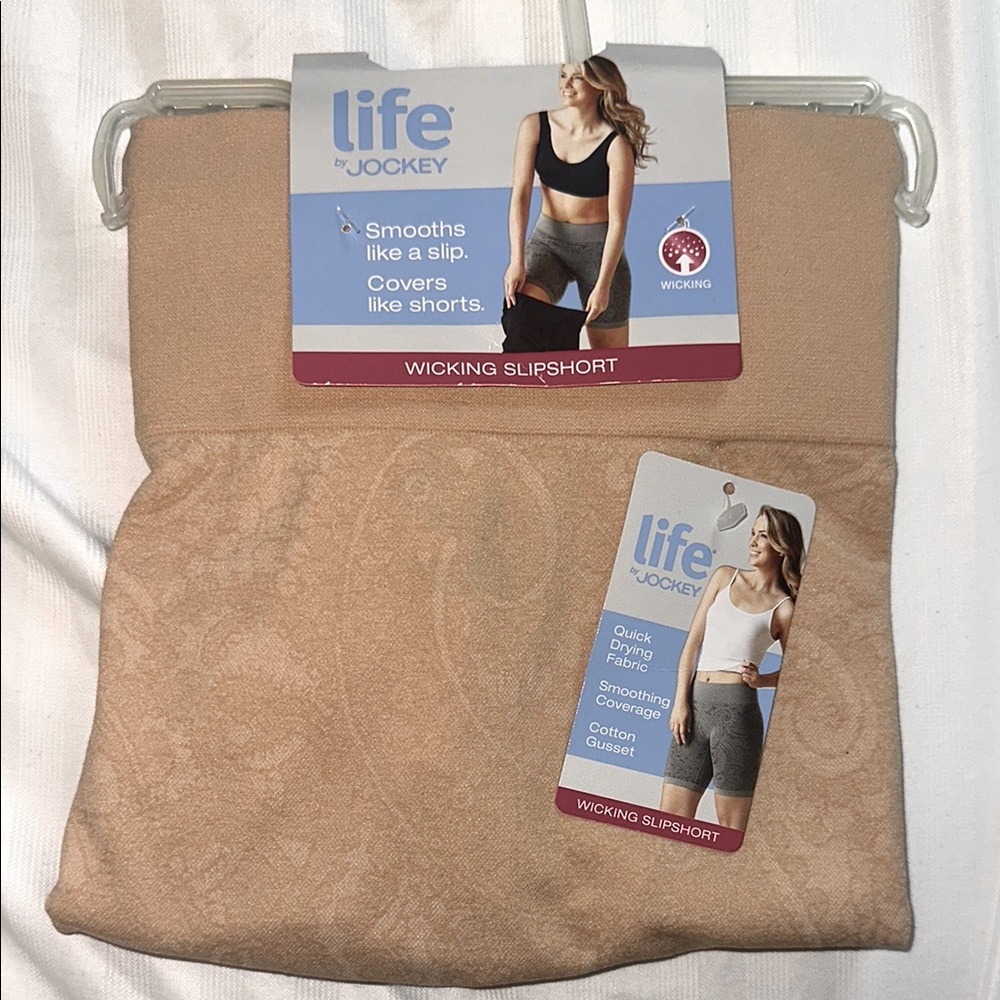LADIES LIFE by JOCKEY WICKING SLIPSHORT BEIGE W/DESIGN 2XL NEW